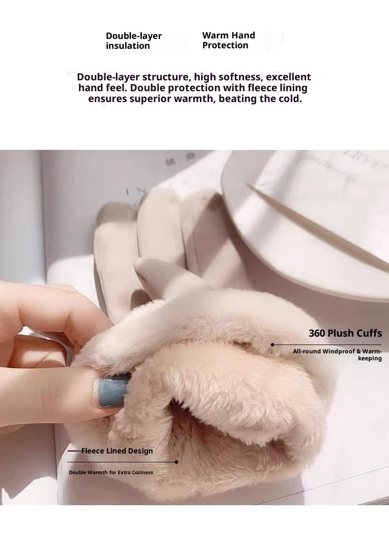001 Warm voor dames Winter Fleece gevoerd Verdikt Fietsen Koudebestendig Winddicht Touchscreen Outdoor Skiën Rijhandschoenen_voghion.com