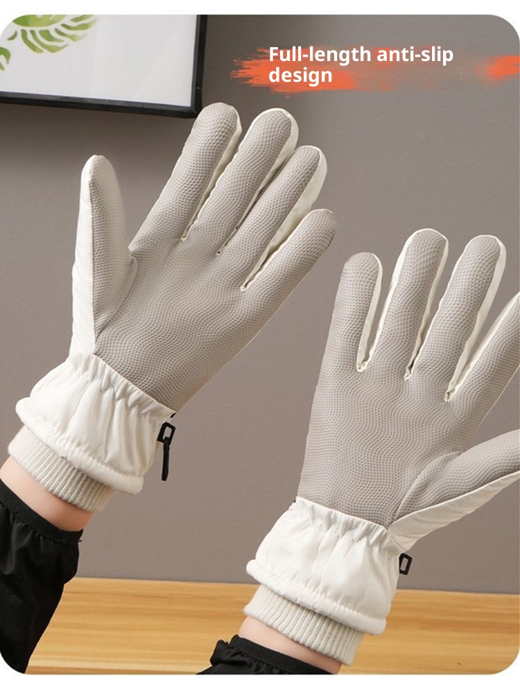 001 Weiße Skihandschuhe von Pochacco für Herbst und Winter: Warm, Touchscreen-geeignet, kälte- und wasserdicht, mit Fleece gefüttert, dick gefüttert, ideal zum Reiten im Freien._voghion.com