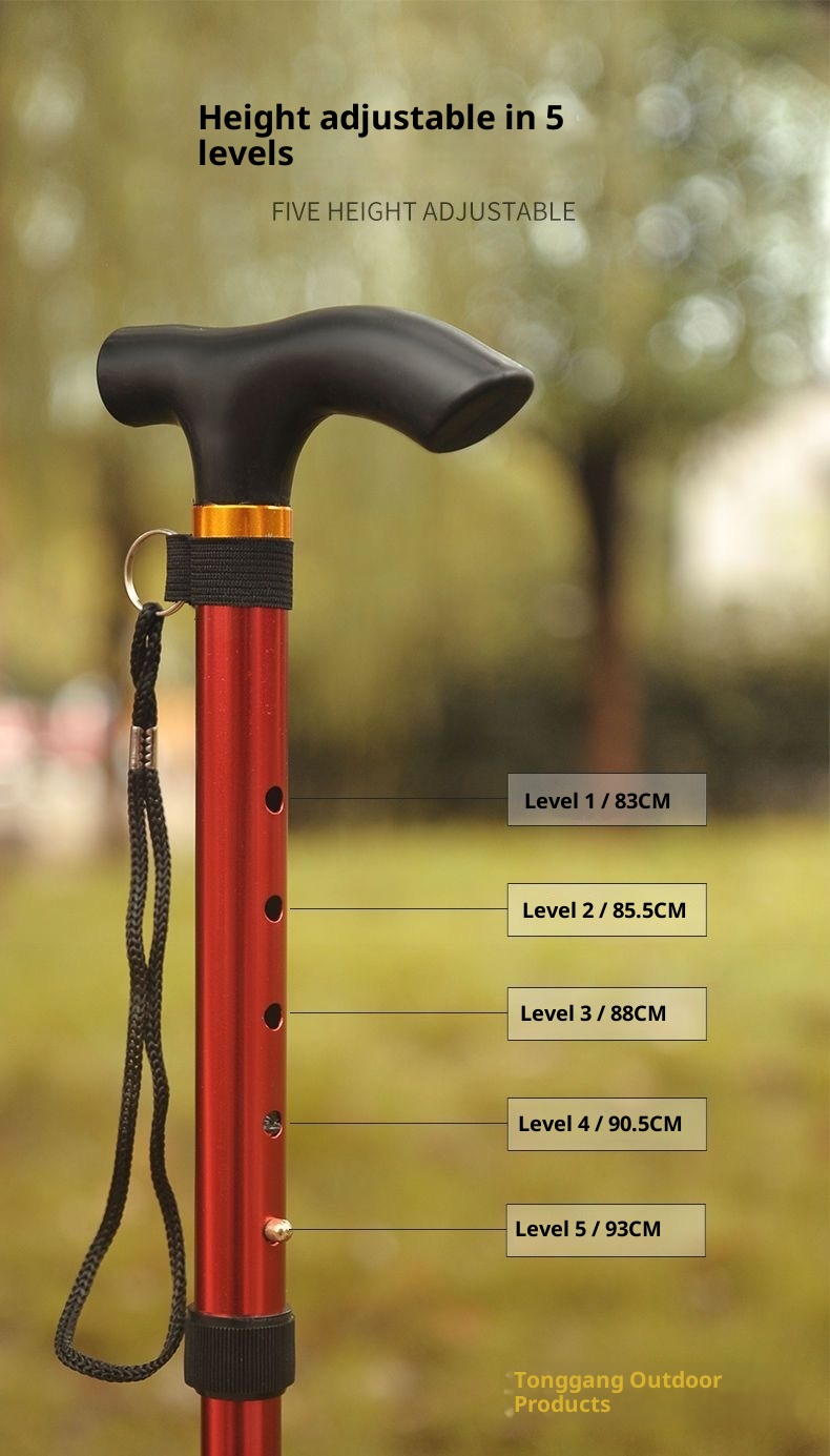 001 Unisex-Wanderstock aus Aluminiumlegierung, faltbar, rutschfest, für Senioren, für den Outdoor-Bereich_voghion.com