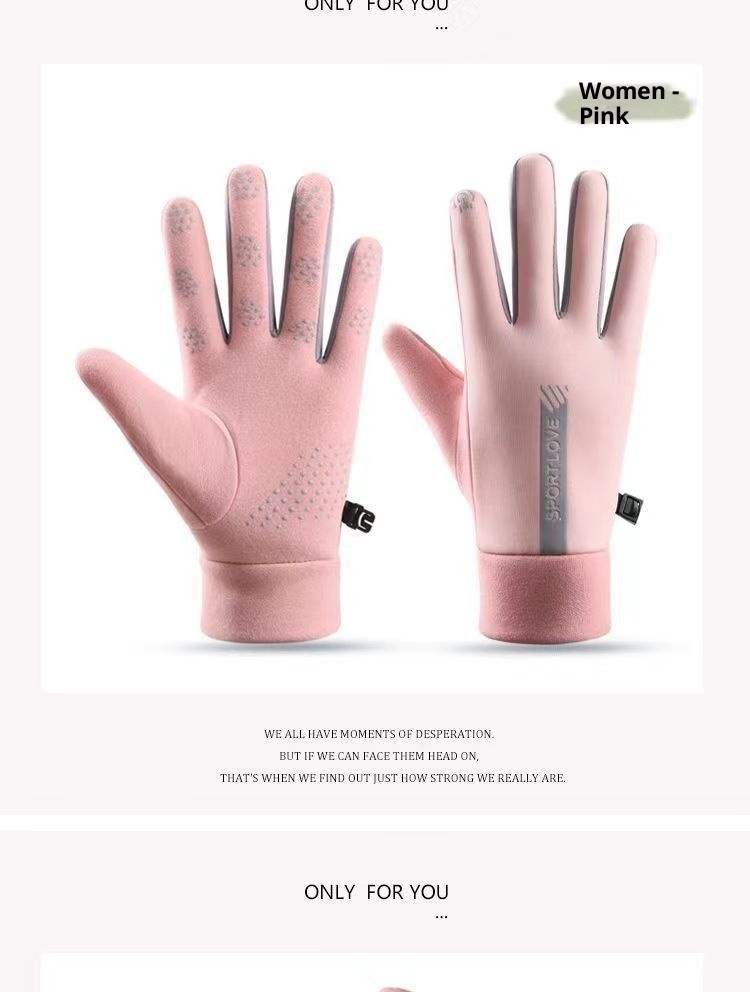 001 Thermal Women's Cycling Gloves Fleece Lined Thickened Windproof Touchscreen Electric Motorcycle Winter Skiing Outdoor_voghion.com