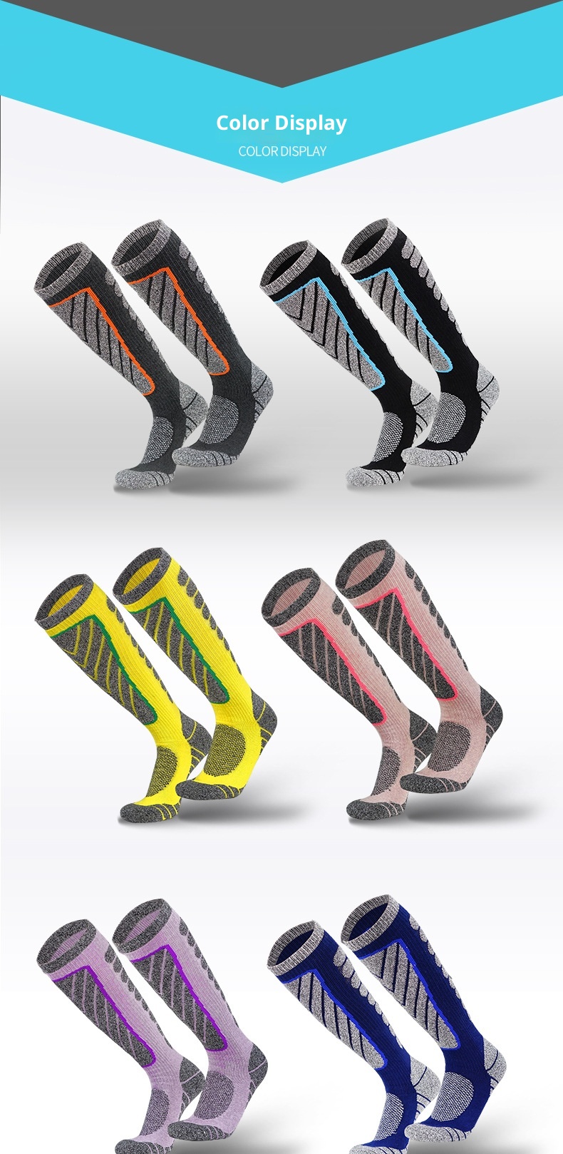 ActiveGo ActiveGo Autumn Winter Snow Thickened Terry Men And Women Hiking Anti-Slip Sweat-Absorbing Knee-High Long Tube Ski Socks_voghion.com