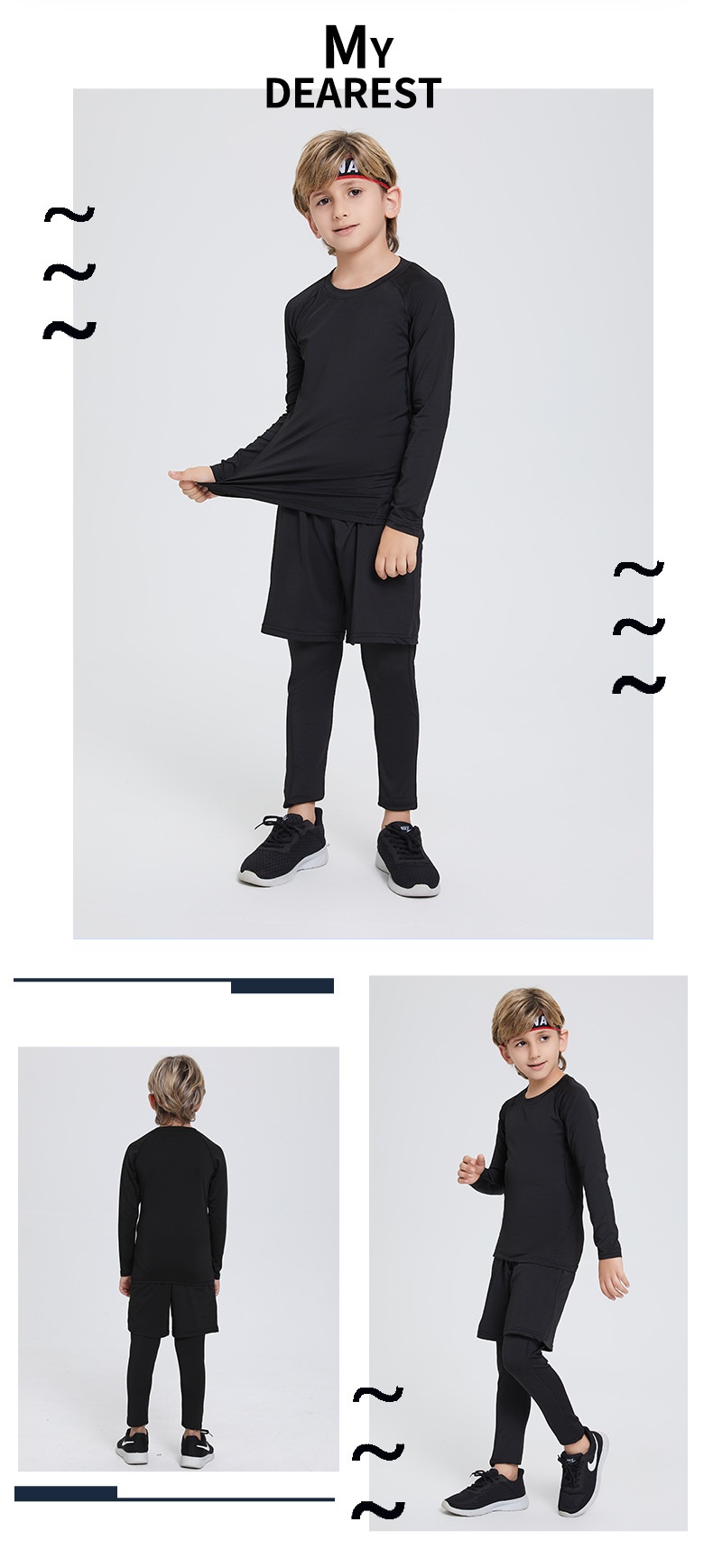 Combinaison de compression pour enfants, séchage rapide, sous-vêtement de sport automne-hiver pour garçons (basketball, football, fitness)._voghion.com