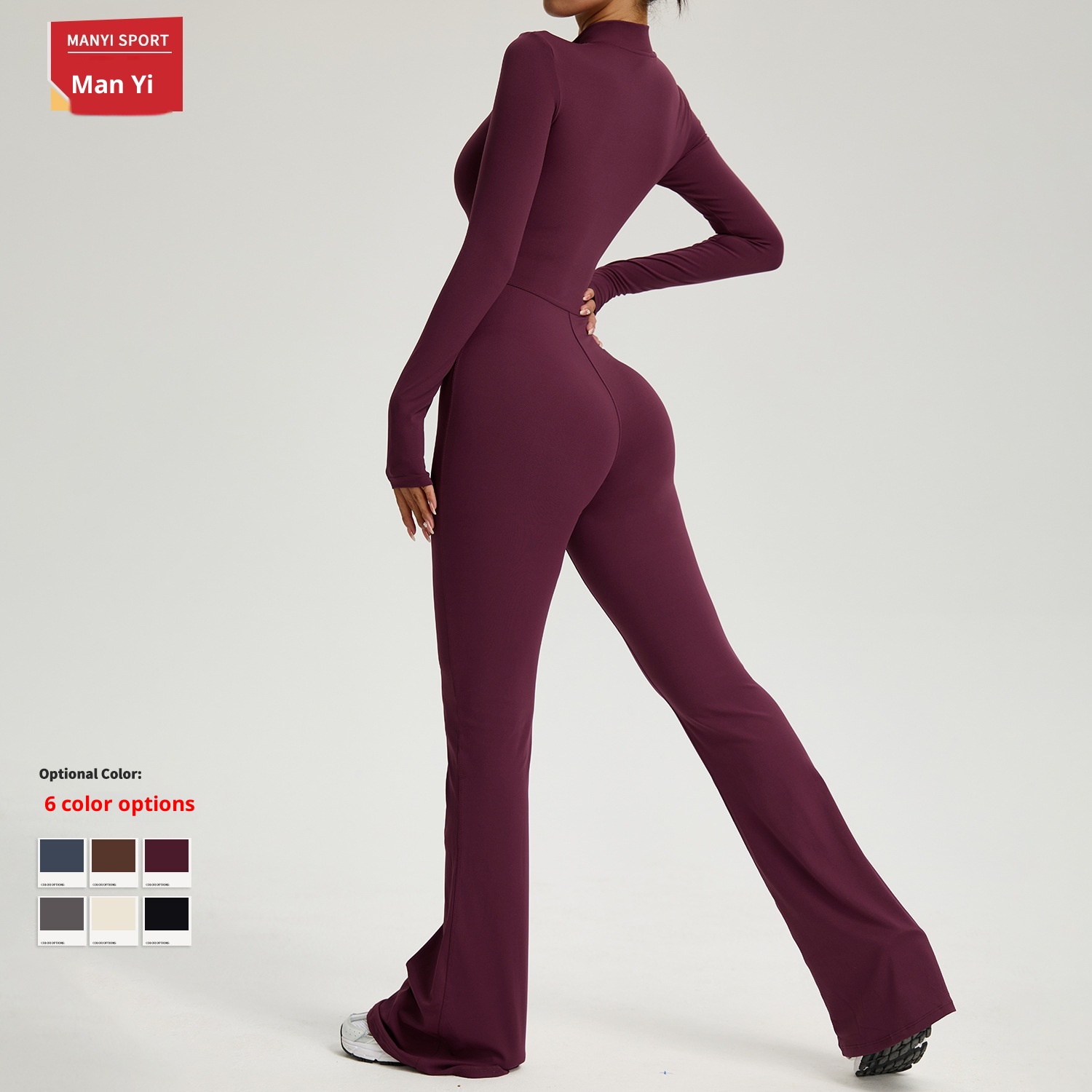 001 Cross-Border Zipper Cloud Feel Langarm-Yoga-Jumpsuit, hochintensiver Fitness-Sport-Einteiler, eng anliegend_voghion.com