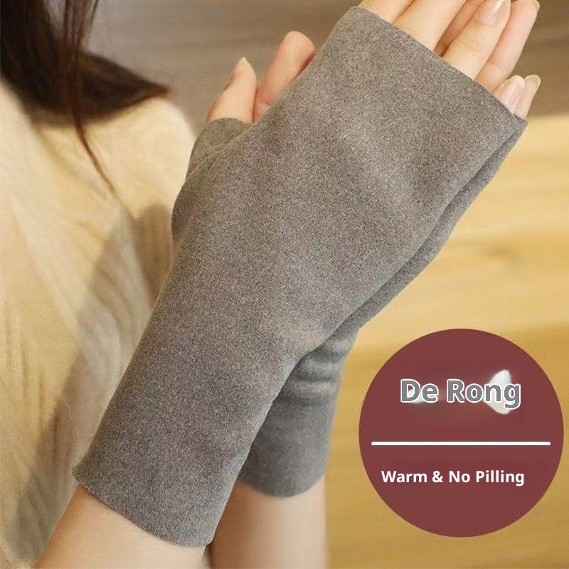 001 De Rong Thermal Half Flexible Writing Full Finger Gloves With Pocket Unisex Self-Heating Wrist Guard_voghion.com