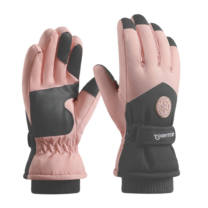 001 Touchscreen Winter Ski For Women With Anti-Lost Buckle, Outdoor Cold-Proof Thickened Fleece-Lined Cycling Warm Gloves_voghion.com