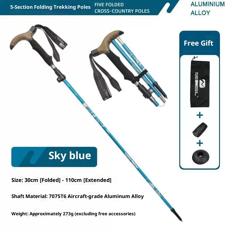 001 Manico curvo ultra corto in lega di alluminio a forma di T per esterni, pieghevole, fuoristrada, arrampicata, escursionismo, multifunzionale, camminata_voghion.com