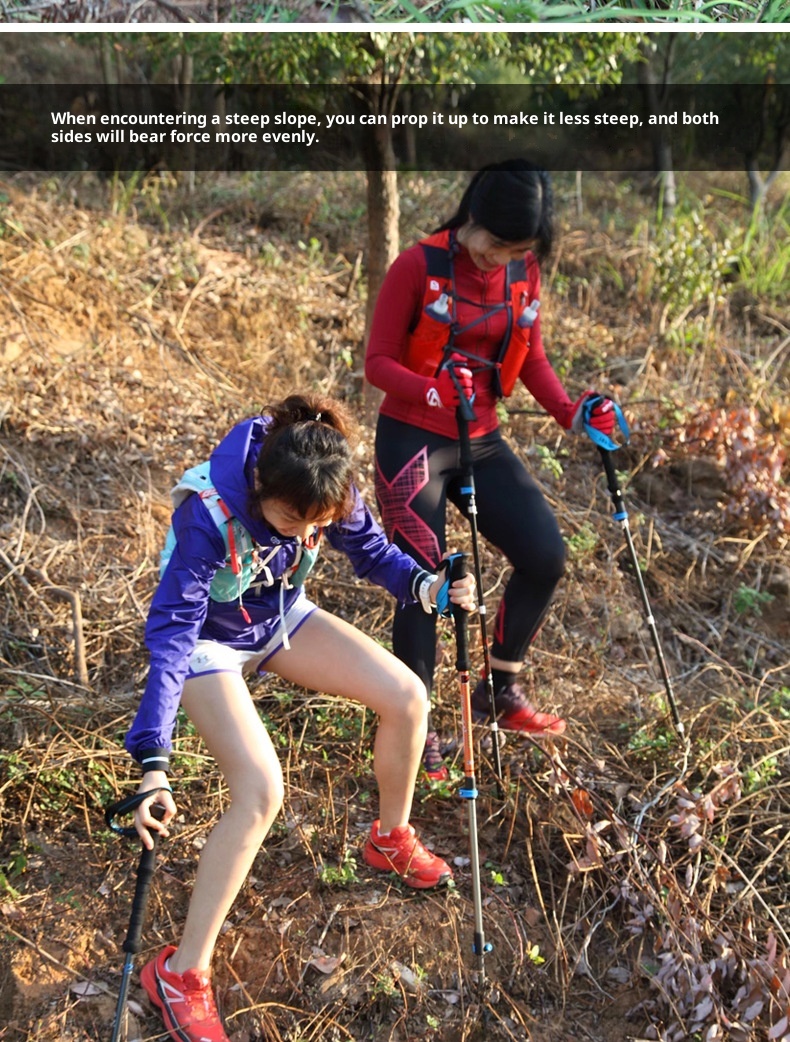 001 Fiber Teleskop-Falt-Trekkingstock für Damen und Herren, rutschfest, Wanderstock aus Carbonlegierung mit Stoßdämpfung_voghion.com