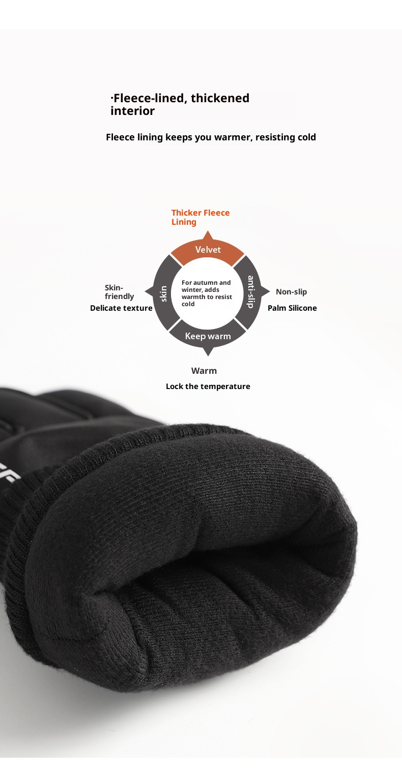 001 Damen-Skihandschuhe, Winter, Fleece-gefüttert, dick, warm, Touchscreen-kompatibel, kälte-, wind- und wasserdicht; Herren-Radhandschuhe aus Baumwolle_voghion.com