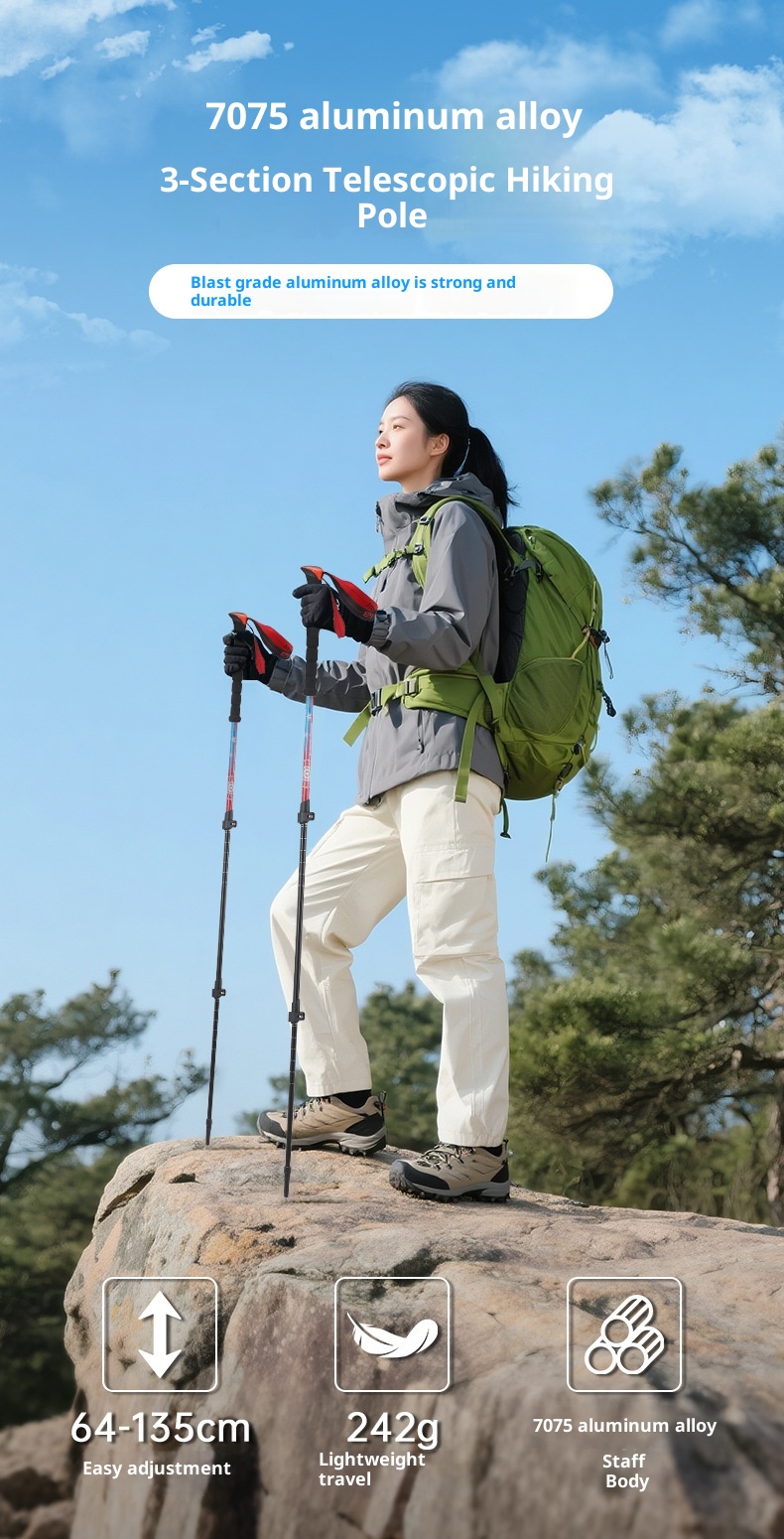 001 7075 Bastone da passeggio telescopico antiscivolo professionale ultraleggero in lega di alluminio per esterni_voghion.com