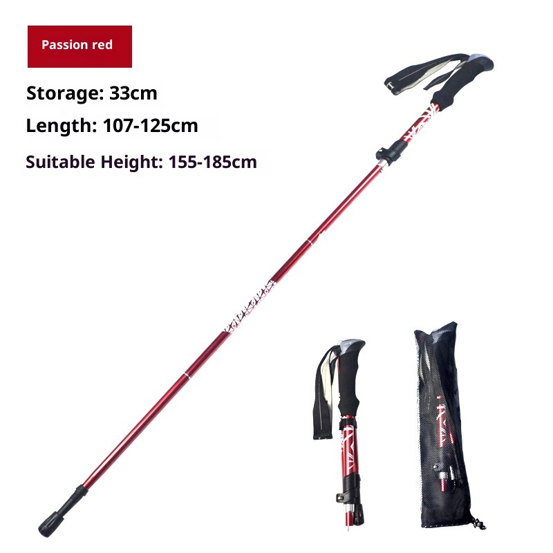 001 Lega di alluminio pieghevole ultraleggero ultra-corto telescopico bastone da trekking per esterni escursionismo arrampicata bastone da passeggio 5_voghion.com