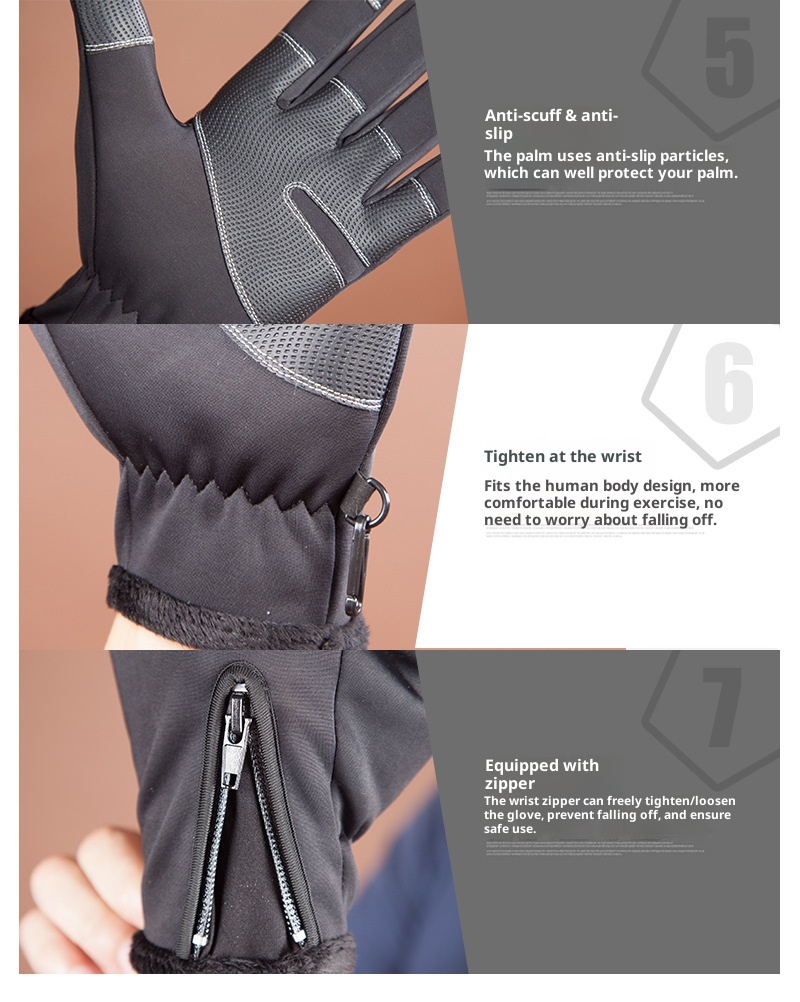 001 New Windproof Cycling Women Full Finger Sports Winter Warm Fleece Skiing Outdoor Waterproof Touch Screen Gloves Men_voghion.com