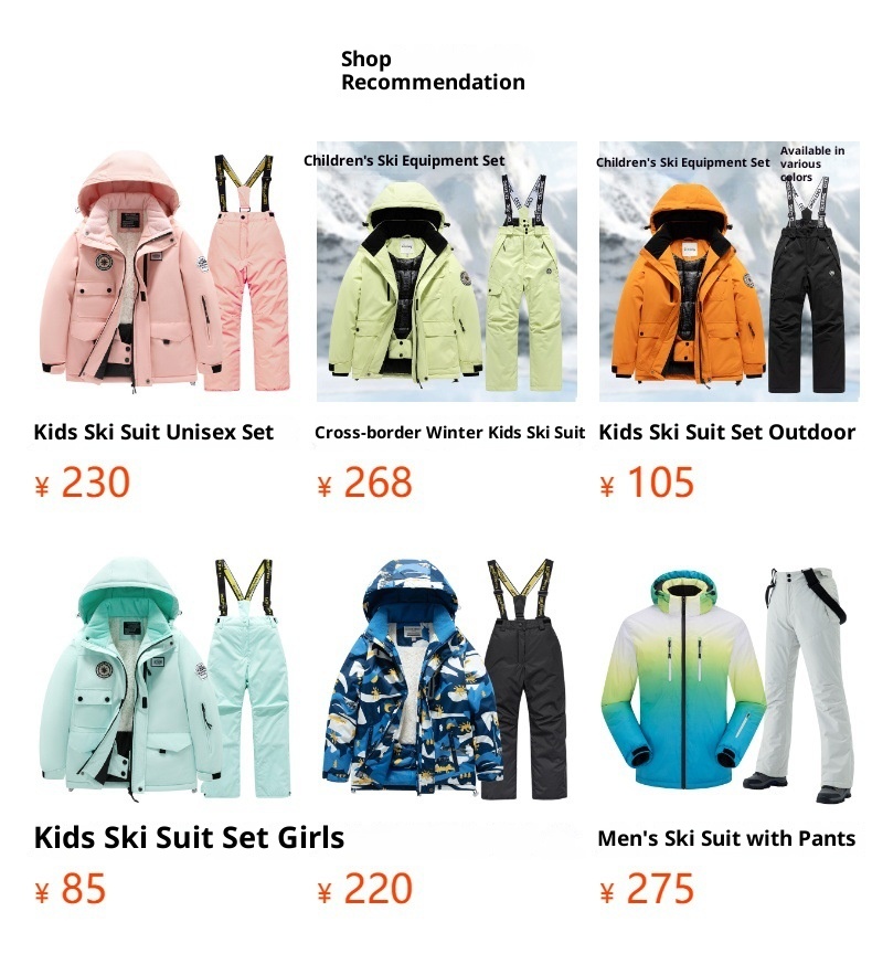 001 Completo da bambina per bambine, Pantaloni da sci per ragazzi, impermeabili e antivento, caldi e foderati in pile_voghion.com
