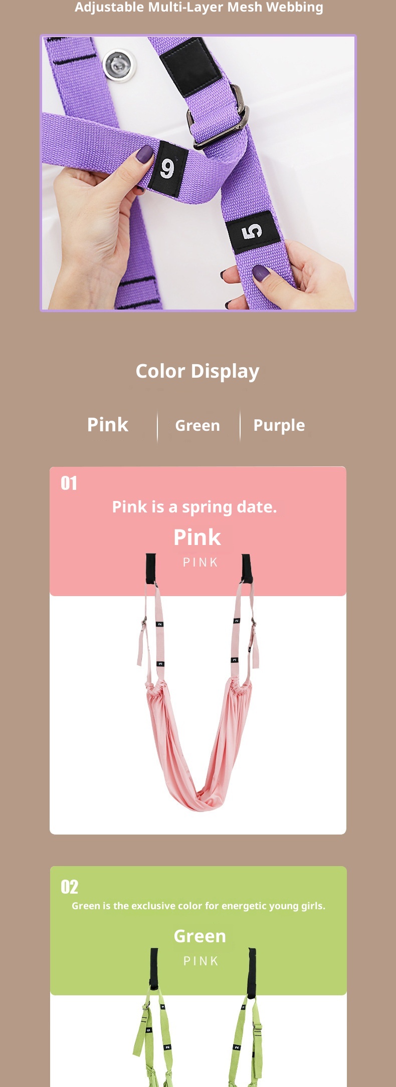 001 Hava İpi Tek Kelimelik At Alt Sırt Eğitmeni Bölme İnversiyon Yoga Yardımı Direnç Bandı Dans Esneme Kayışı_voghion.com