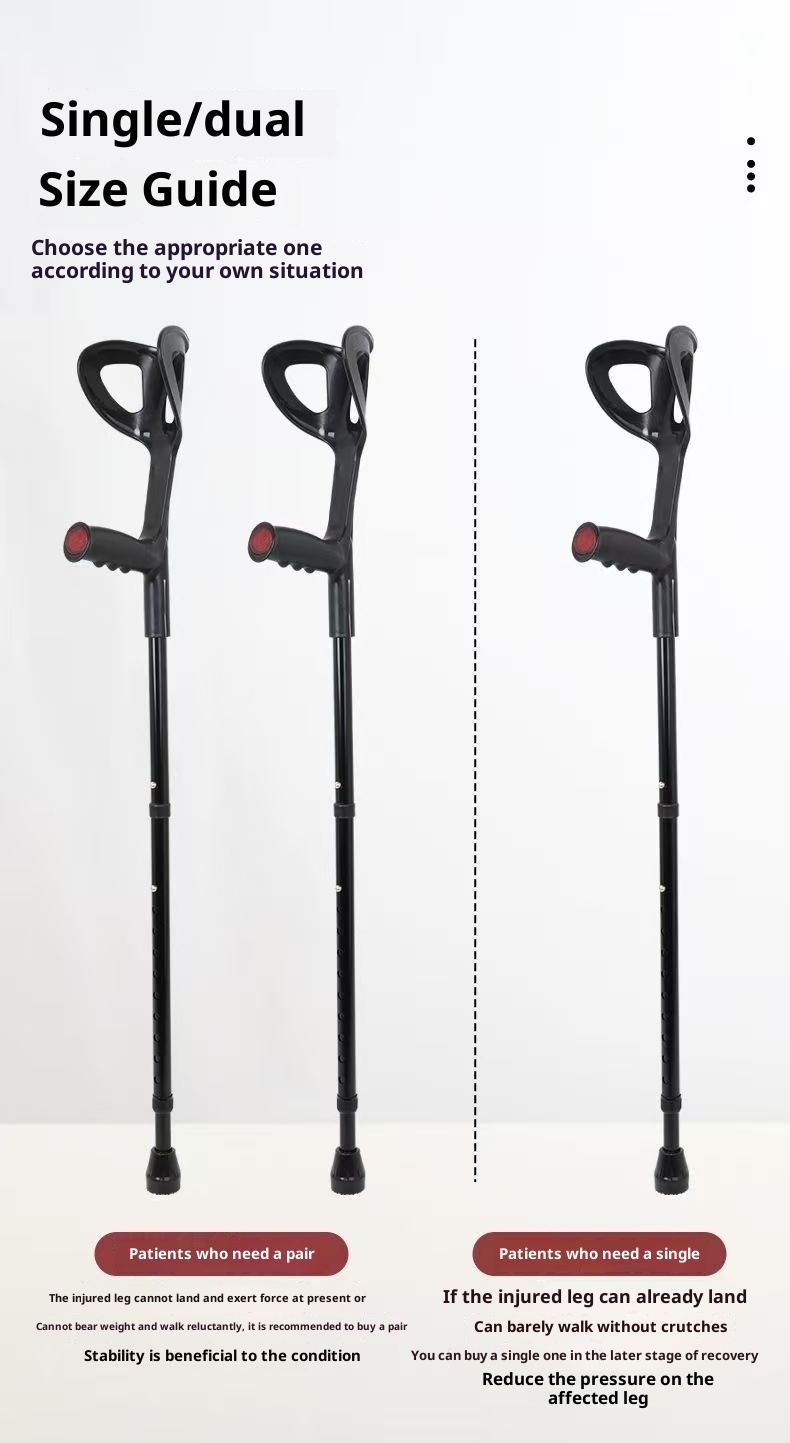 001 Dongfangwei tipo di braccio in lega di alluminio con cinghia per gomito per giovani stampelle pieghevoli antiscivolo doppie all'ingrosso in fabbrica_voghion.com