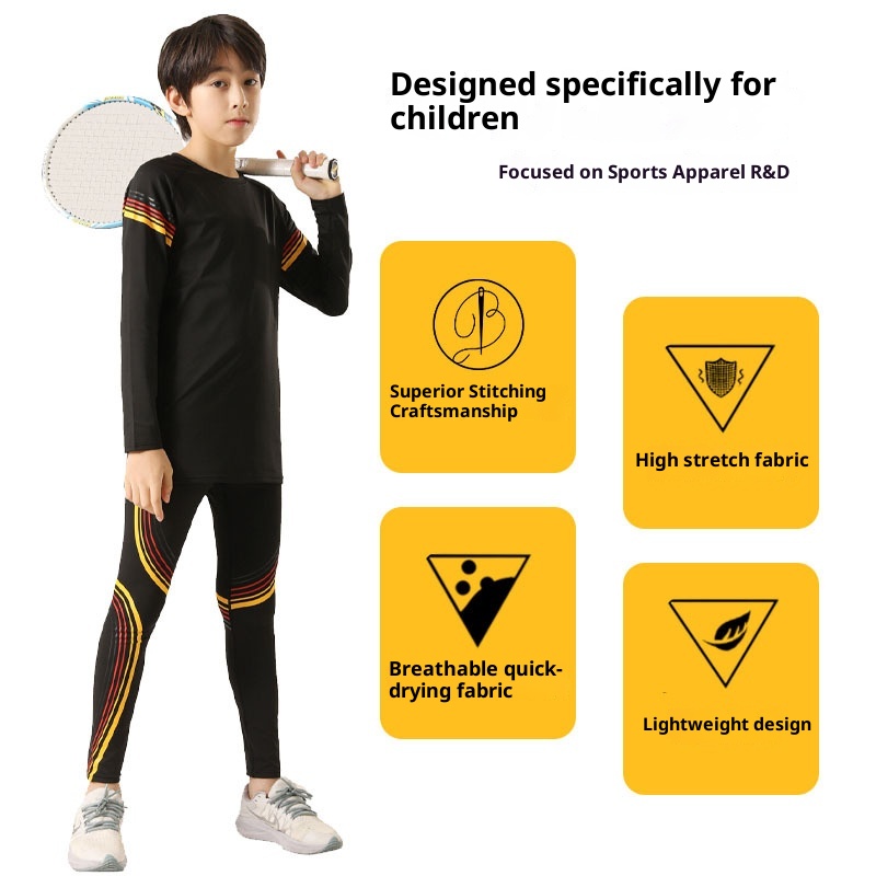 001 Maglia intima da sci attillata per bambini, ad asciugatura rapida, foderata in pile, per autunno e inverno, per sport, basket e calcio, allenamento interno_voghion.com