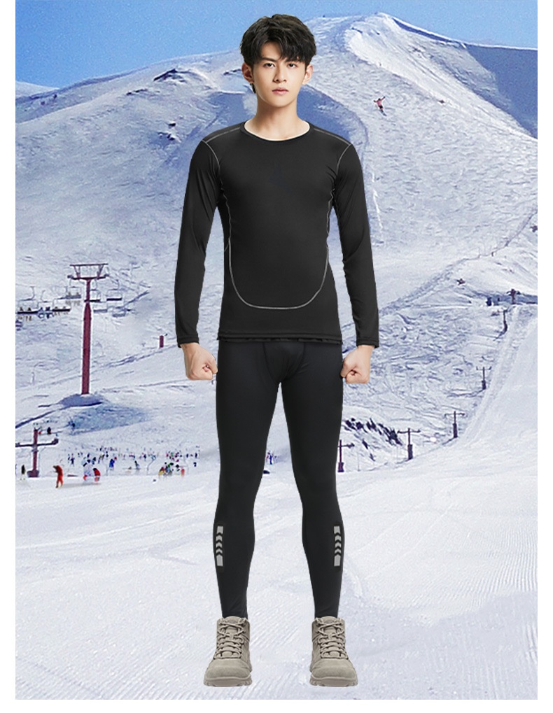 001 Intimo sportivo invernale da uomo ad asciugatura rapida, intimo termico da corsa, strato di base, set fitness in pile per attività all'aperto_voghion.com