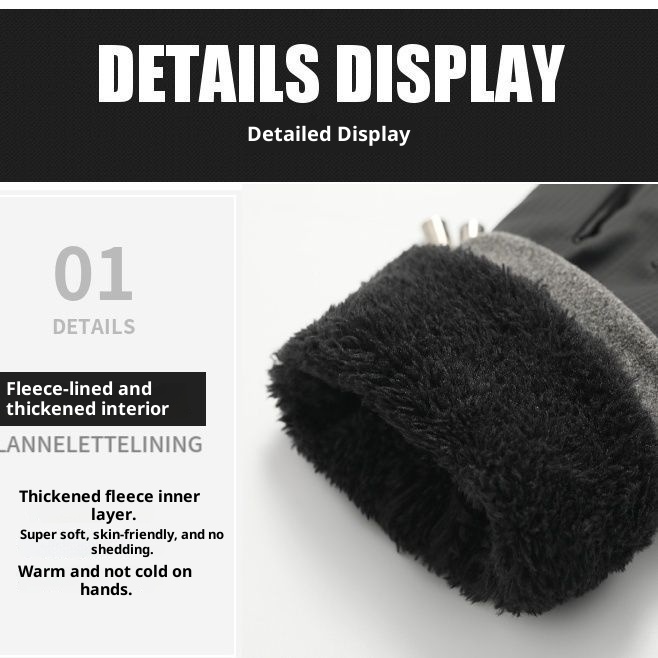 ActiveGo Cross-border Warm For Men, Autumn And Winter Outdoor Fleece-lined Windproof Waterproof Motorcycle Gloves, Wholesale_voghion.com