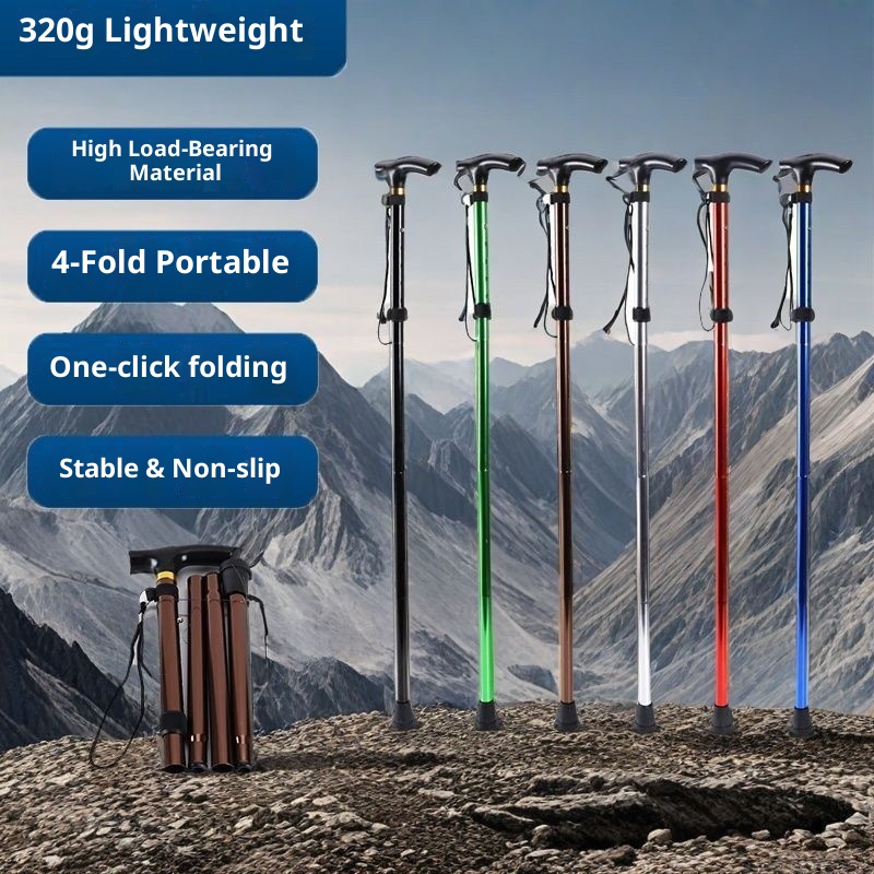 001 Ultra-light Cane For Elderly, Multi-functional Foldable Telescopic Walking , Wear-resistant Non-slip Travel Hiking_voghion.com