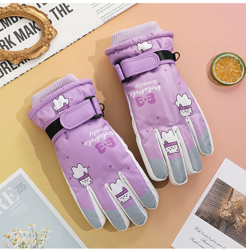 001 Cross-Border Winter Children's Ski Fleece-Lined Thickened Touchscreen Cycling Anti-Slip Windproof Student Cartoon Warm_voghion.com