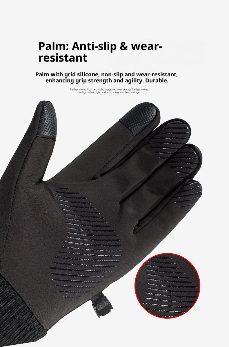 ActiveGo Outdoor Heren Winter Fleece-gevoerd Warm Touchscreen Antislip Fietsen Wandelen Skiën Waterdicht Winddicht Sporthandschoenen_voghion.com