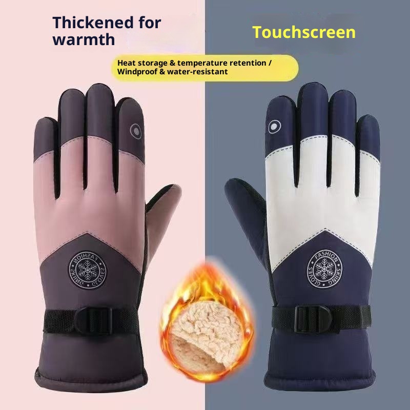 001 Herren Winter-Fahrradhandschuhe für E-Bikes, winddicht, kältebeständig, fleecegefüttert, dick gefüttert, warm, Touchscreen-fähig, aus Baumwolle_voghion.com