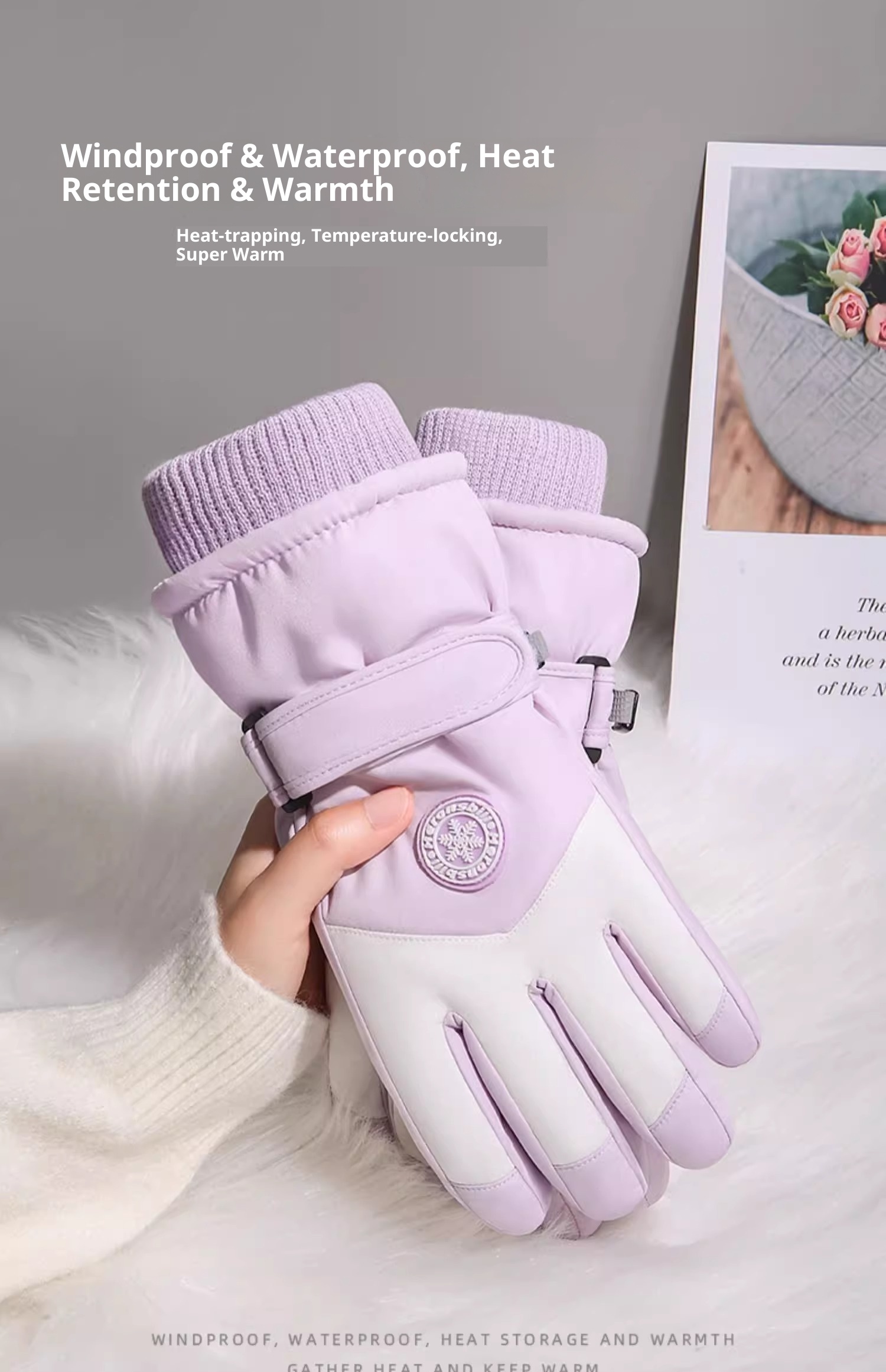 001 Herren-Winter-Skihandschuhe aus Baumwolle, kältebeständig, Touchscreen-kompatibel, fleecegefüttert, verdickt, wasserdicht, winddicht, warm, Damen_voghion.com