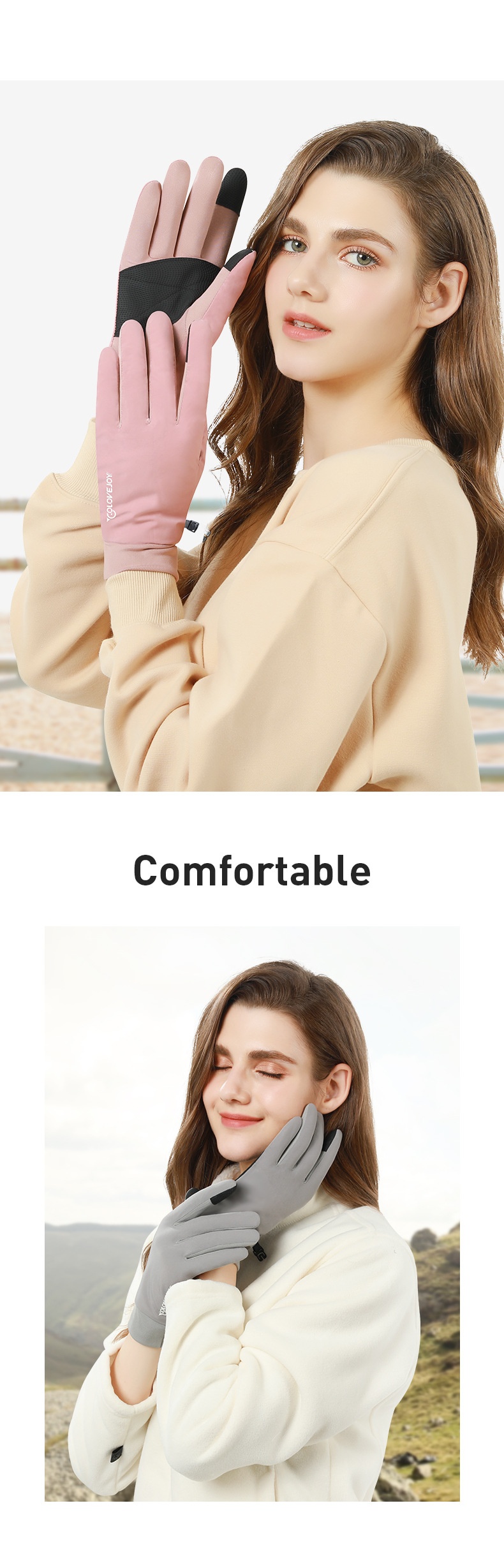 ActiveGo Outdoor Cycling Thermal Winter Couple Riding Windproof Coldproof Fleece Lined Thickened Non-slip Ski Touchscreen Gloves_voghion.com