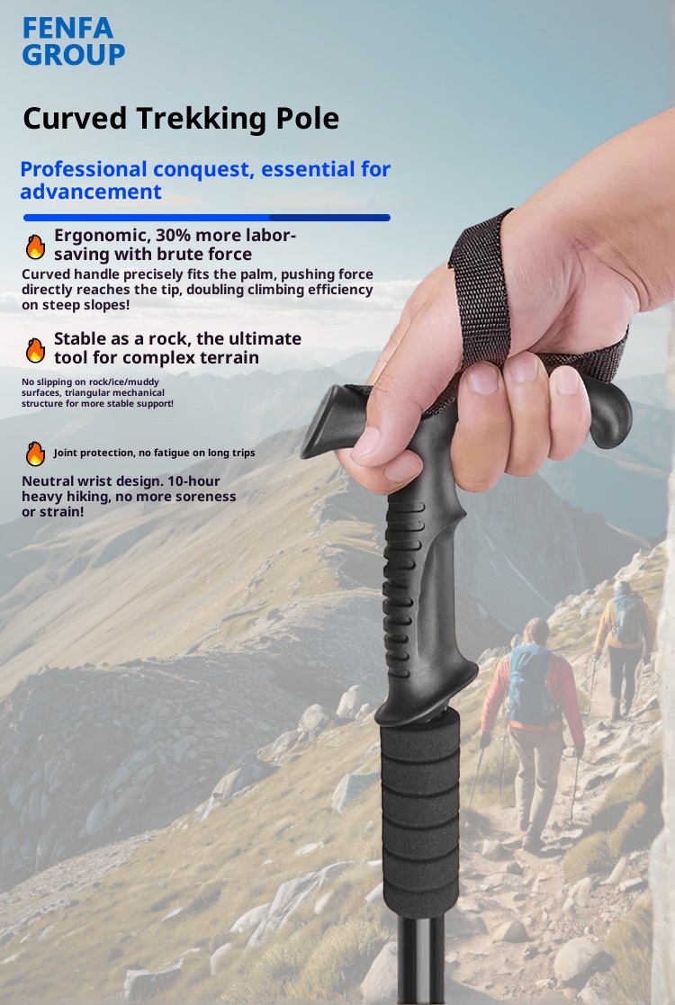 001 Bastone da trekking telescopico da viaggio, da escursionismo, da arrampicata, da esterno, in lega di alluminio, all'ingrosso_voghion.com