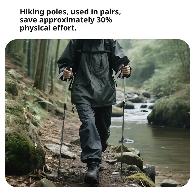 Bastón telescópico ultraligero de fibra de carbono 001 para trekking, de tres secciones, para hombres y mujeres, ideal para senderismo, escalada y actividades al aire libre._voghion.com