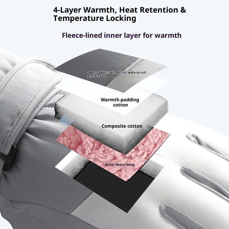 Gants de moto d'extérieur 001, grands, en coton, tactiles, pour hommes et femmes, chauds, en polaire épaisse et coupe-vent, pour l'hiver, la conduite et le ski._voghion.com