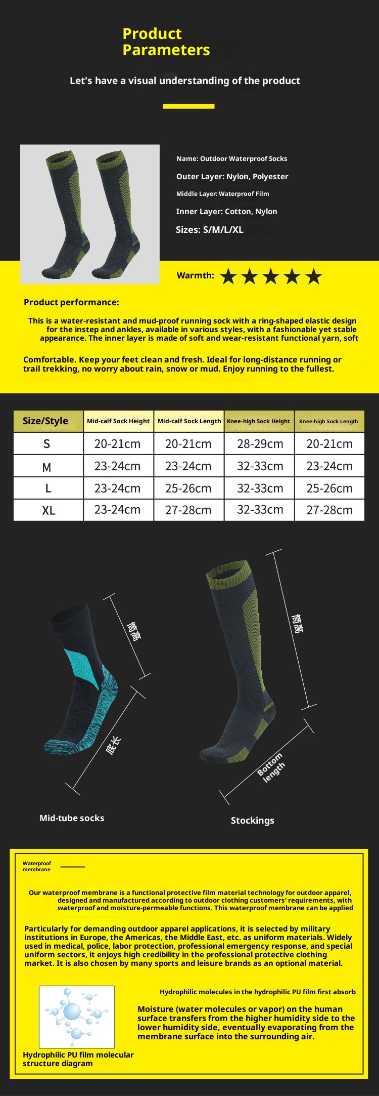 ActiveGo ActiveGo Outdoor Waterproof For Men And Women, Hiking Trekking Wading Professional Sports Long Tube Ski So, Warm Breathable_voghion.com