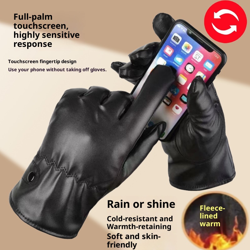 001 Winter Ski Men Touch Screen Motorcycle Fleece-lined Warm Thickened Waterproof Windproof Cold Women Riding Gloves_voghion.com