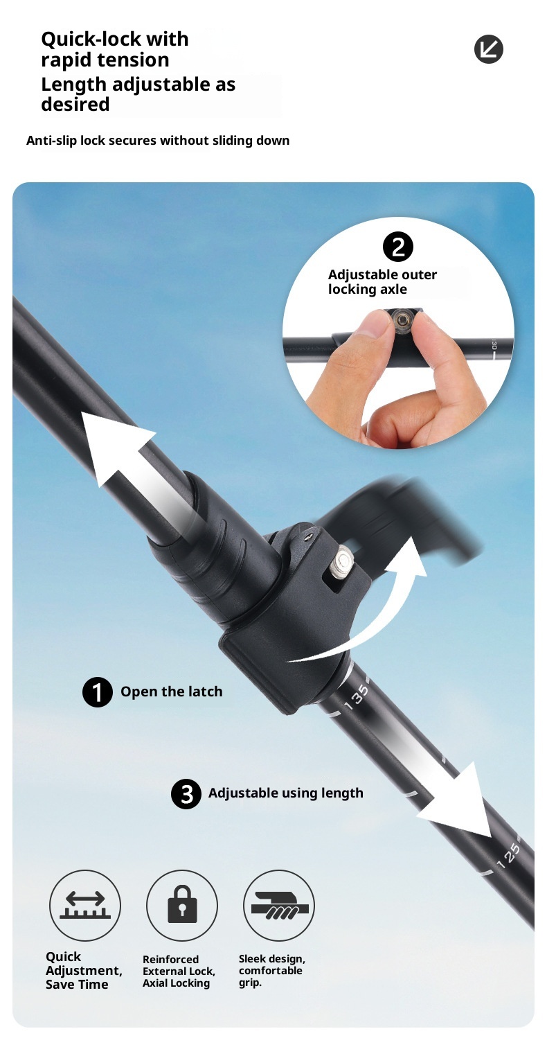 001 7075 Bastone da passeggio telescopico antiscivolo professionale ultraleggero in lega di alluminio per esterni_voghion.com