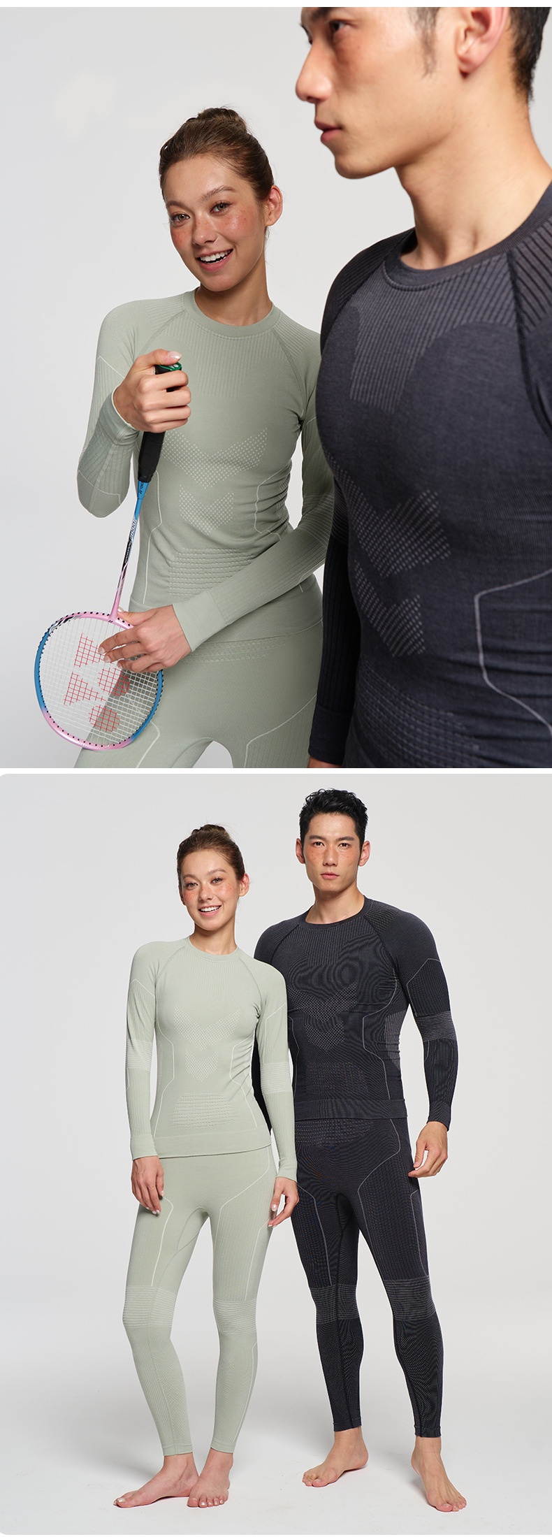 001 Merino Yünü Erkekler ve Kadınlar İçin Açık Hava Yürüyüşü Sonbahar Kış Termal Ter Emici İç Çamaşırı Kayak Takımı Hızlı Kuruyan Giysiler_voghion.com