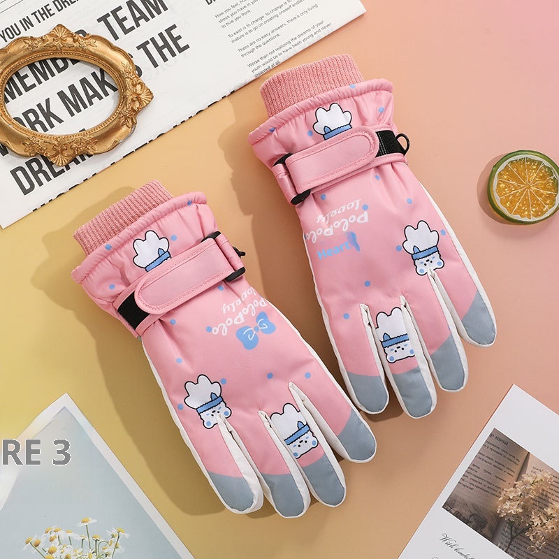 001 Cross-Border Winter Children's Ski Fleece-Lined Thickened Touchscreen Cycling Anti-Slip Windproof Student Cartoon Warm_voghion.com