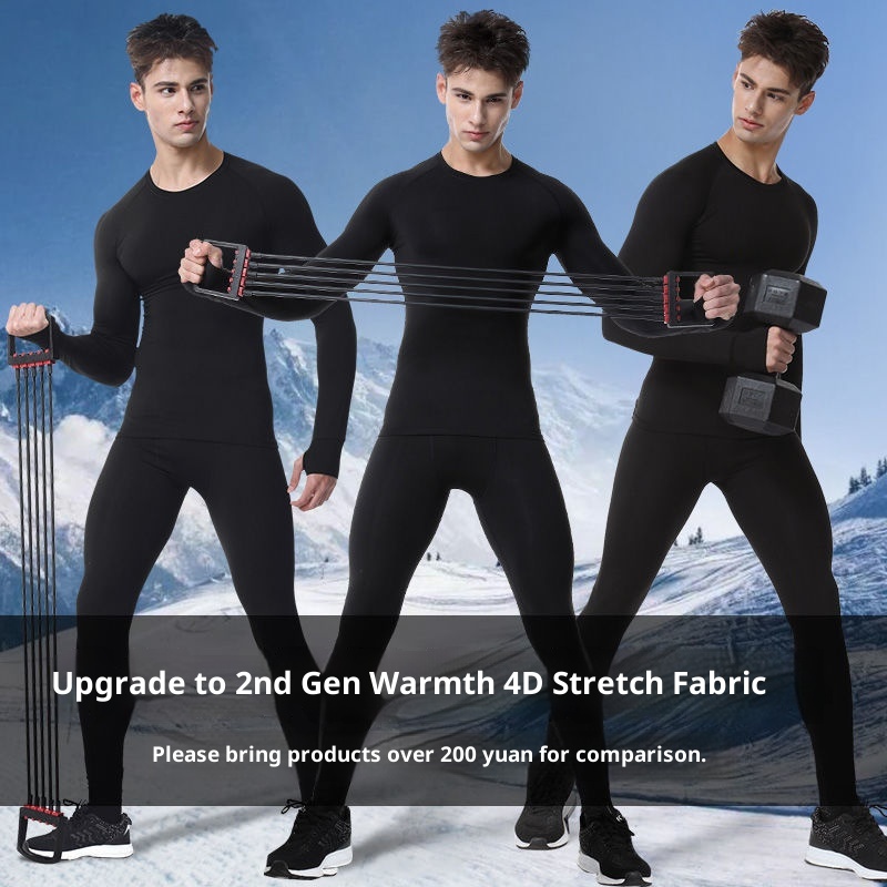 Conjunto térmico de esquí para hombre de secado rápido, ajustado, para correr y hacer deporte. Incluye camiseta interior térmica, forro polar y camiseta de forro polar para actividades al aire libre. Ideal para exportación._voghion.com