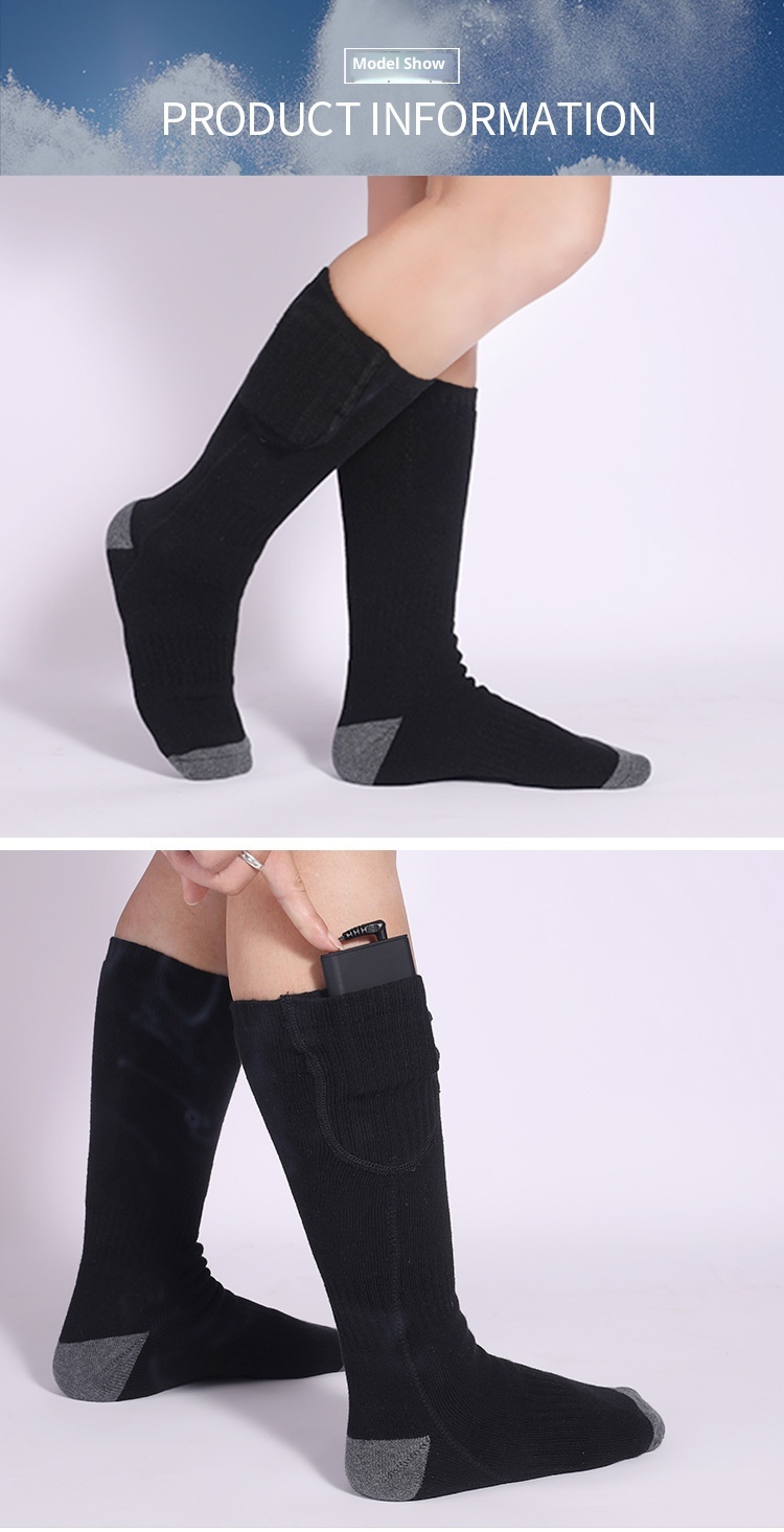 001 001 Scaldapiedi elettrico riscaldato ricaricabile per sci, per donna, inverno, uomo, calzini riscaldanti spessi e caldi all'ingrosso_voghion.com