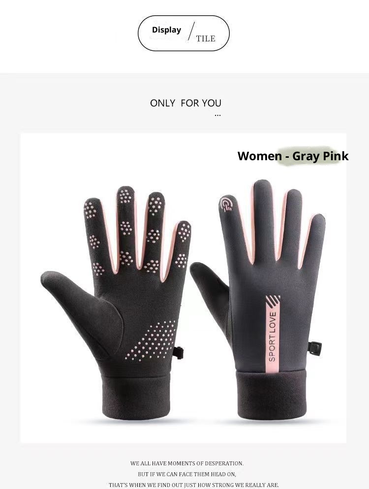 001 Thermal Women's Cycling Gloves Fleece Lined Thickened Windproof Touchscreen Electric Motorcycle Winter Skiing Outdoor_voghion.com