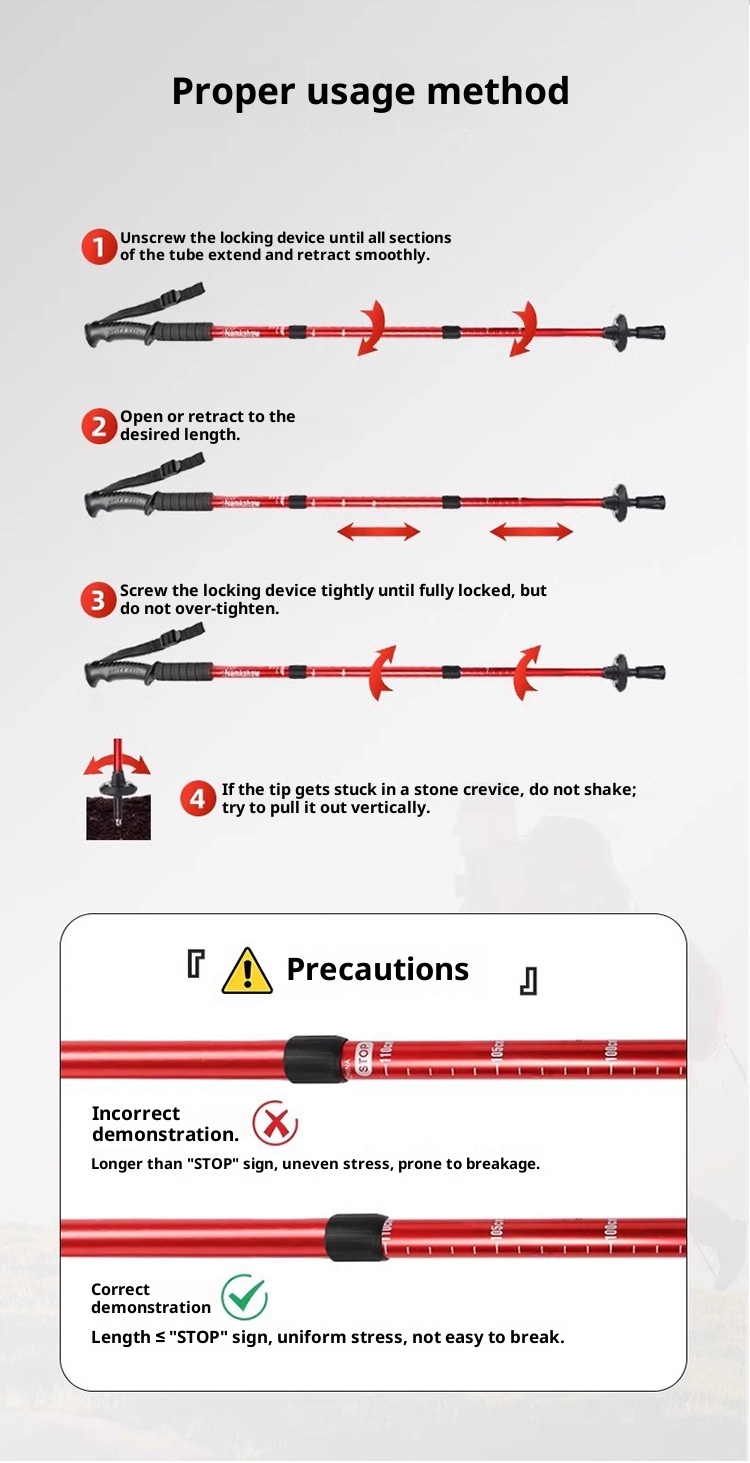 001 Bastone da trekking telescopico da viaggio, da escursionismo, da arrampicata, da esterno, in lega di alluminio, all'ingrosso_voghion.com