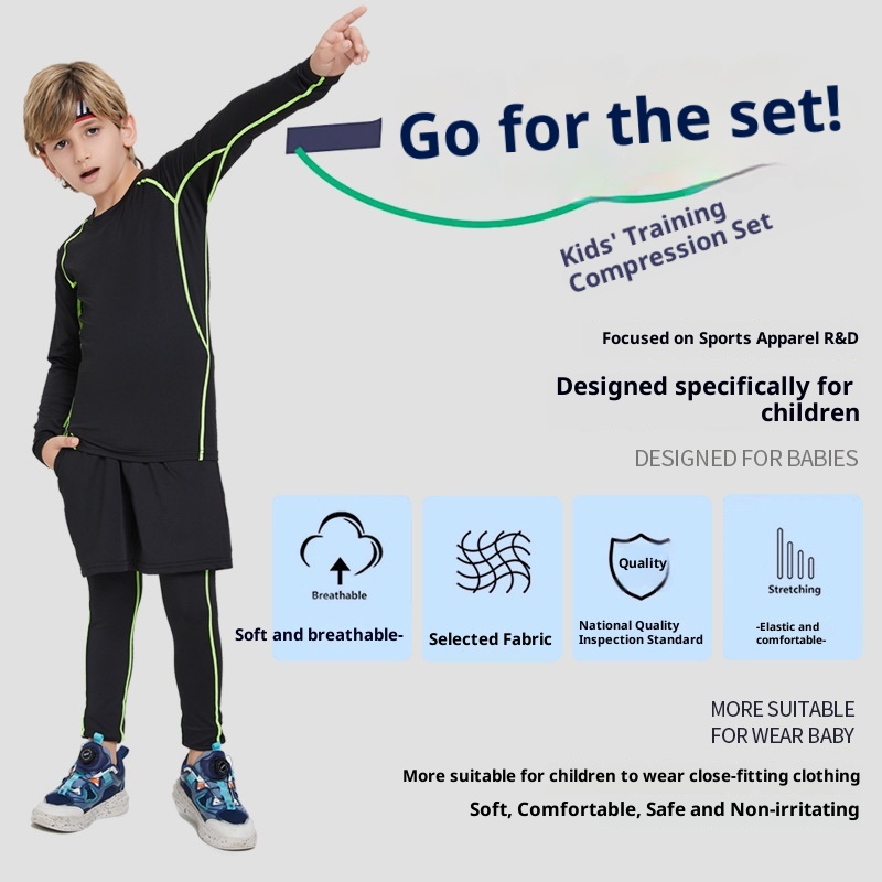 Combinaison de compression pour enfants, séchage rapide, sous-vêtement de sport automne-hiver pour garçons (basketball, football, fitness)._voghion.com