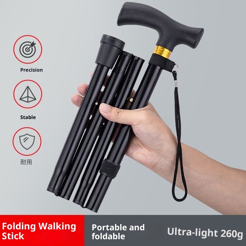001 Ultra-light Cane For Elderly, Multi-functional Foldable Telescopic Walking , Wear-resistant Non-slip Travel Hiking_voghion.com