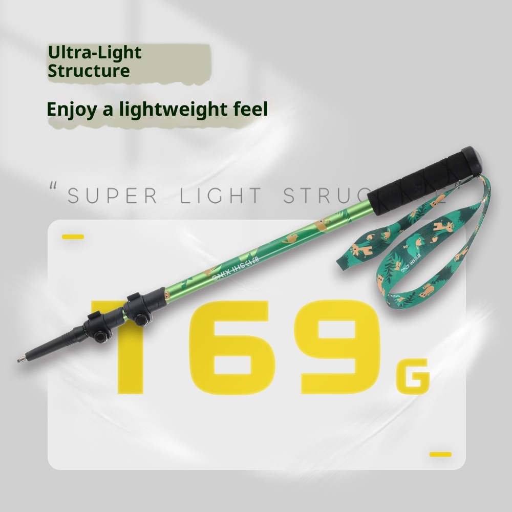 001 Children's Trekking Pole Three-Section Telescopic Foldable Walking Stick Aluminum Alloy Ultra-Light Portable Outdoor_voghion.com