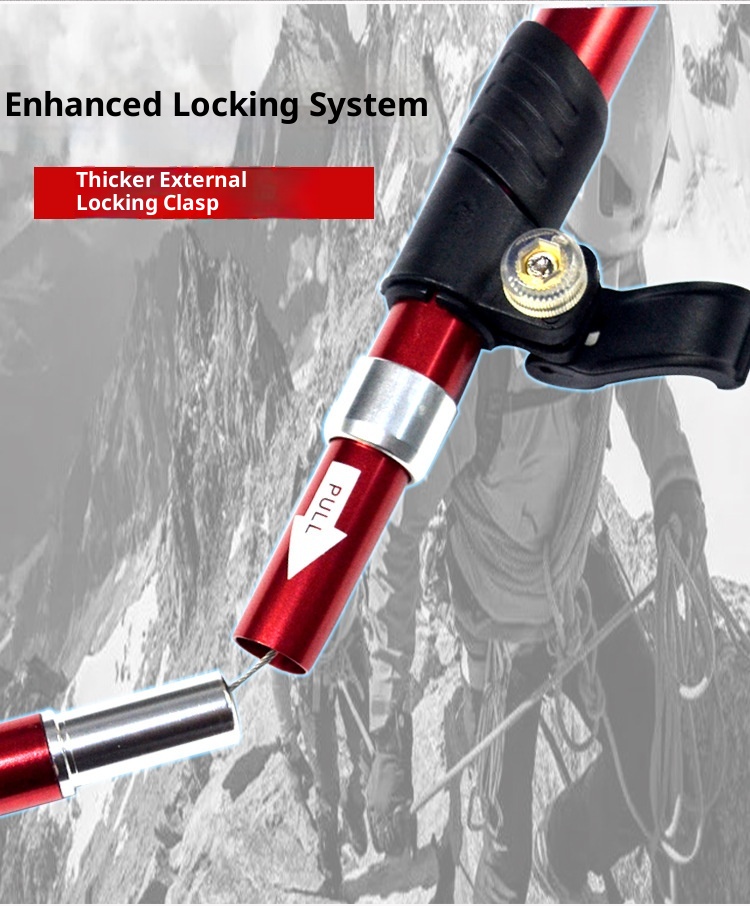 001 Lega di alluminio pieghevole ultraleggero ultra-corto telescopico bastone da trekking per esterni escursionismo arrampicata bastone da passeggio 5_voghion.com