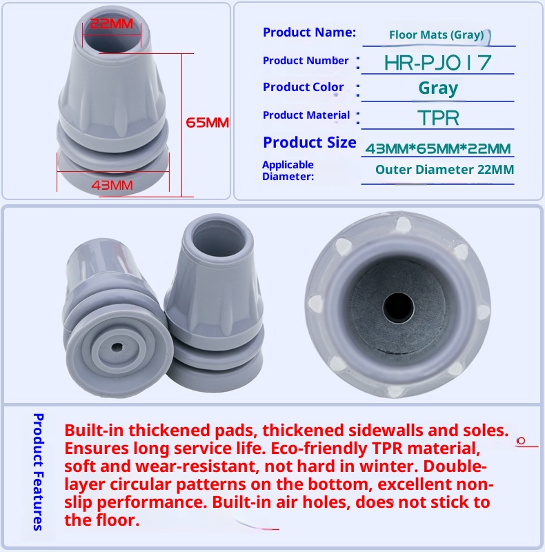 Accessoires pour béquilles doubles sous les aisselles 001 Canne à quatre roues Aide à la mobilité Housse de chaise Coussinet antidérapant en caoutchouc résistant à l'usure Doux_voghion.com