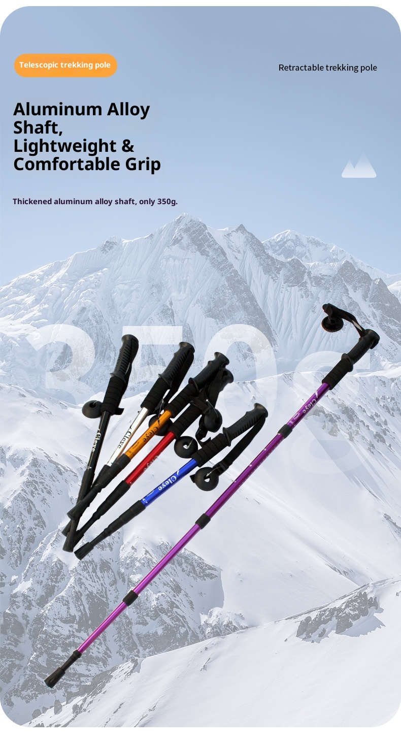 001 6061 Aviation Aluminum Alloy Cleye Outdoor Hiking Telescopic Trekking Pole Walking Stick Crutch Four Section Straight_voghion.com