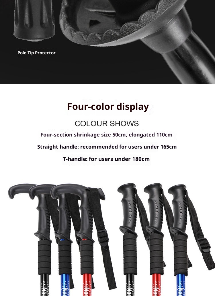 001 Bastone telescopico da viaggio per anziani, bastone da trekking in lega di alluminio, bastone da passeggio, all'ingrosso_voghion.com