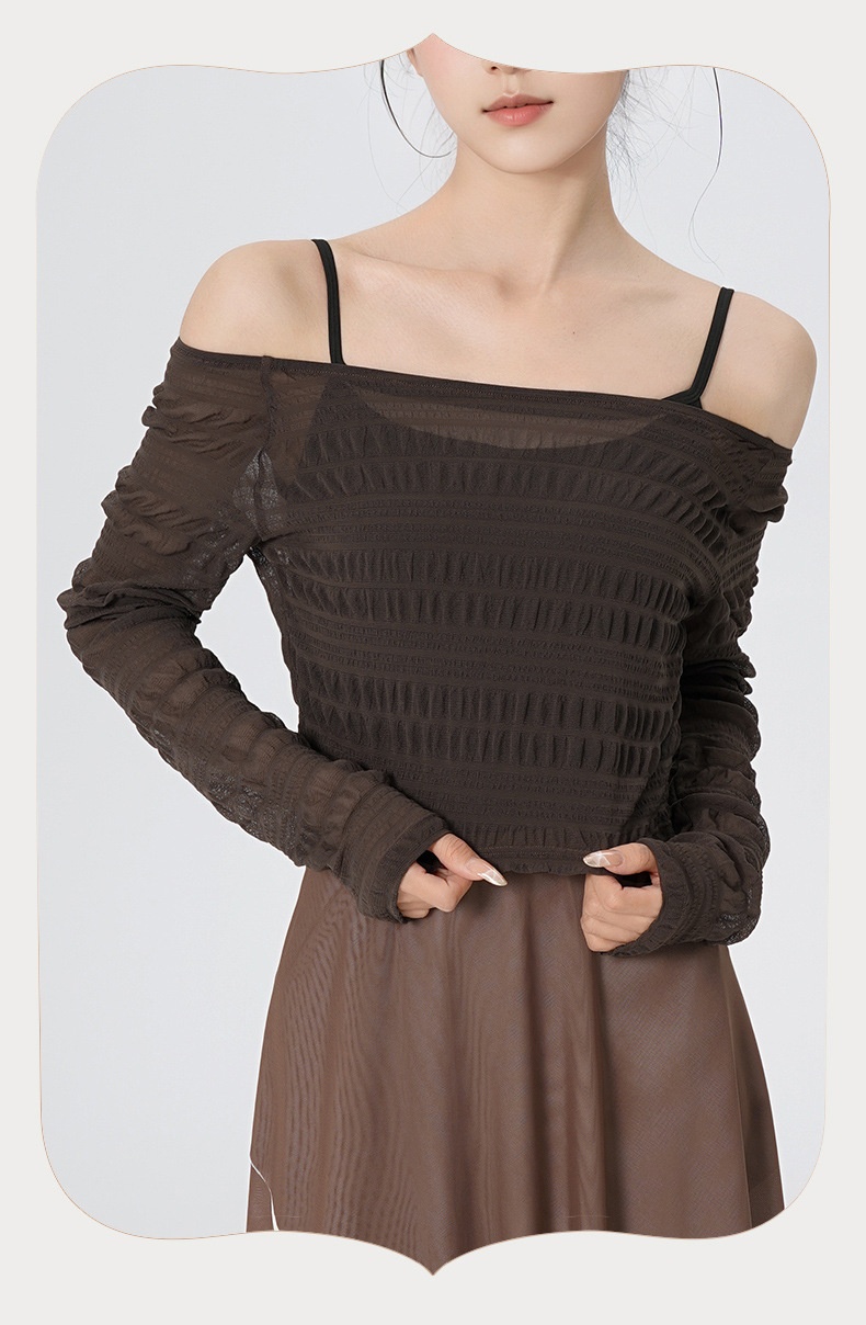 001 Yoga-Shirt für Erwachsene, Spitzenbluse für Damen, neues, stylisches Zwei-Wege-Oberteil, lange Ärmel, Mesh-Oberteil_voghion.com