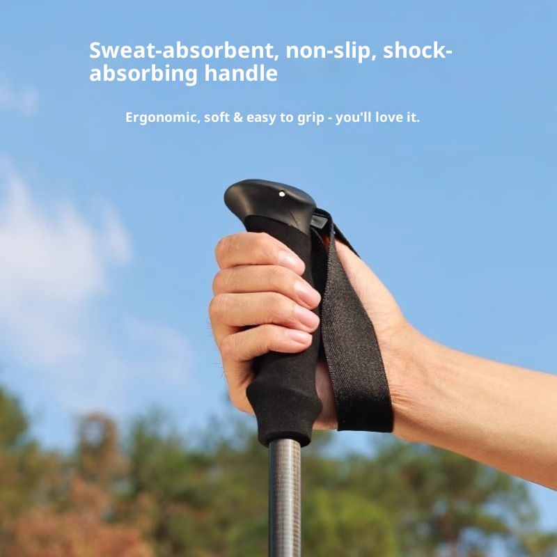 001 Fiber Trekking Pole Professional Climbing Outdoor Walking Carbon Ultra-light Telescopic Anti-slip Stick For Children_voghion.com