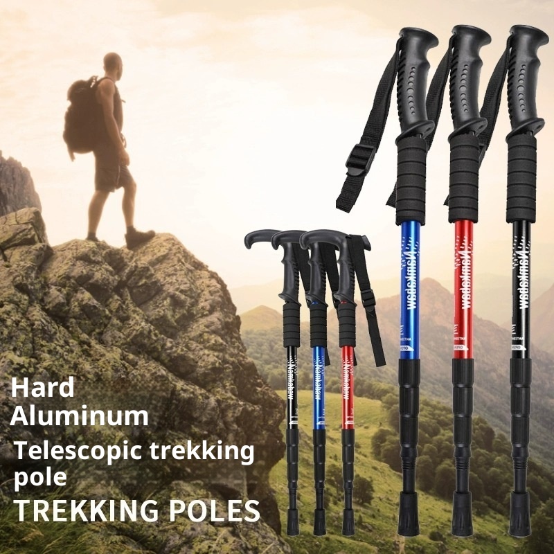 001 Trekking Telescopic Folding Professional Outdoor Hiking Pole Walking Stick Climbing Equipment Anti-Slip Aluminum Alloy_voghion.com