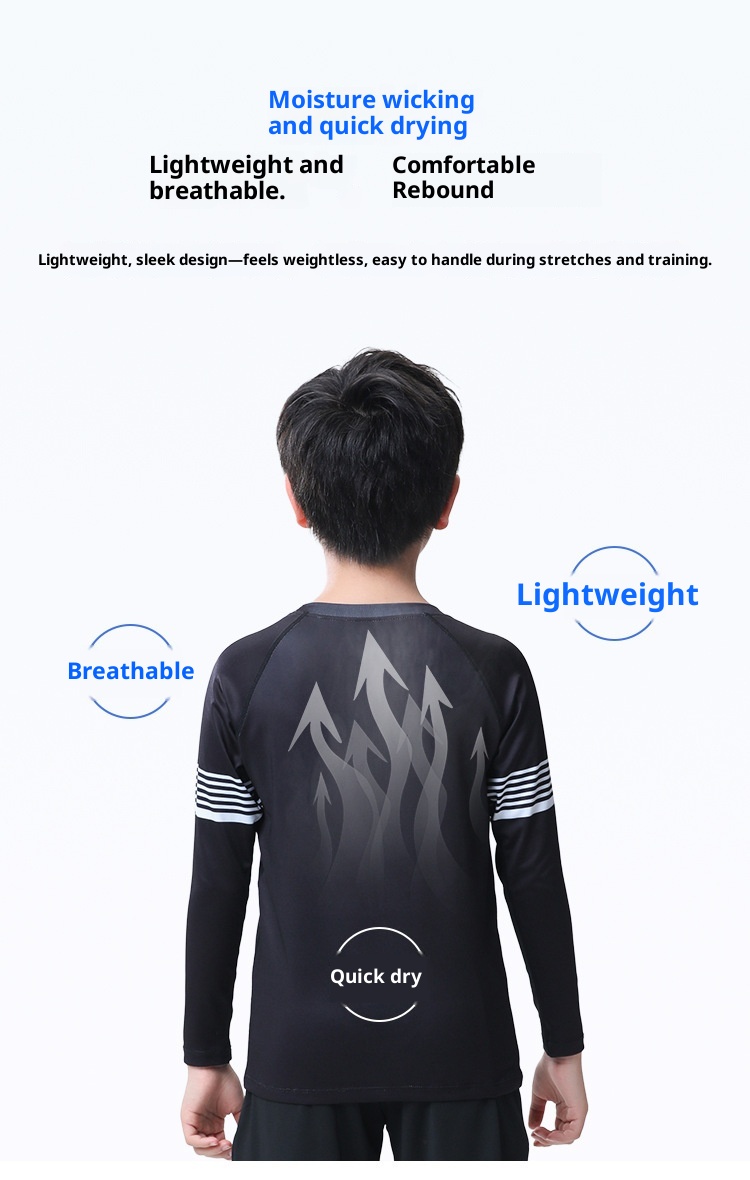 001 Children's Compression Training Suit Basketball Quick-Dry Sports Set Boys Running Fitness Yoga Thin Clothing_voghion.com